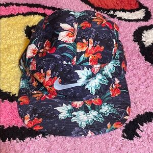 Nike Navy Floral Camp Cap with Red & Teal Accents